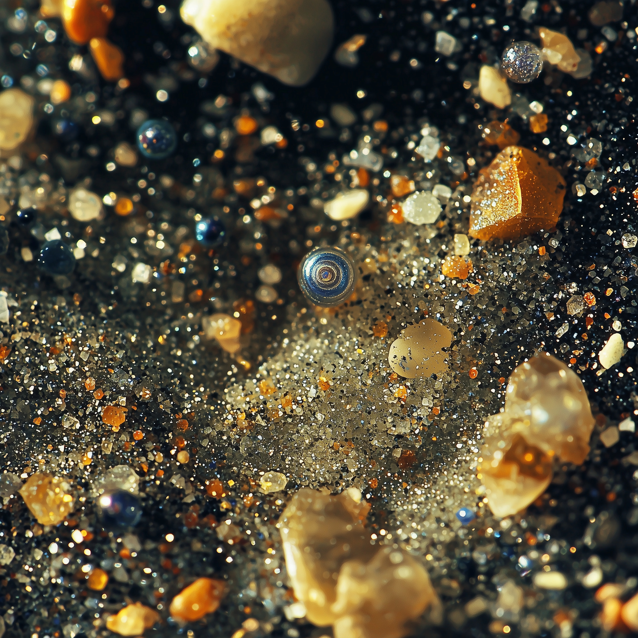 Representation of our solar system as a grain of sand within a vast mantle.